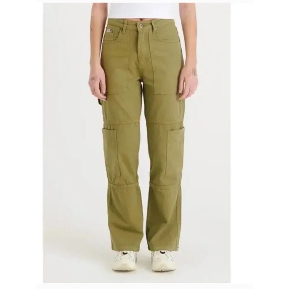 The Ragged Priest Jeans Olive Green Carpenter Cargo Utility Pants Size 28 High R